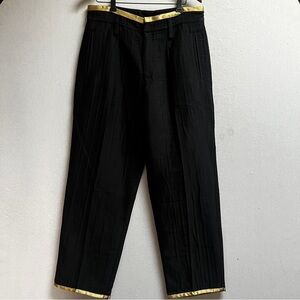 Forte Forte The Jewels Black Wool Blend Trousers Gold Trim Italy Sz 34